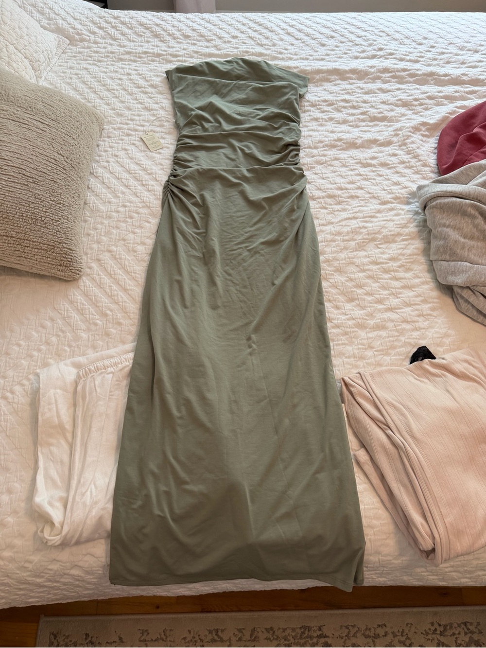 Abercrombie Olive Green Ruched Maxi Dress